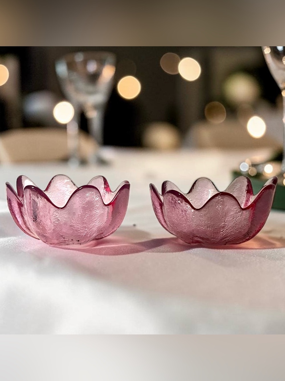 Rare Two Lotus Bowls Rose Color 6143 S Rose was only made in 1963 & 1964